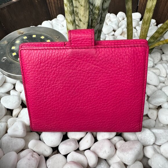 Tory Burch Robinson Pebbled Leather Snap Wallet - Hot Pink - Picture 3 of 8